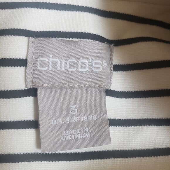 Chico's Women's Striped Knit Nautical Blazer Ivory Black Size XL / 16-18 - Picture 3 of 7